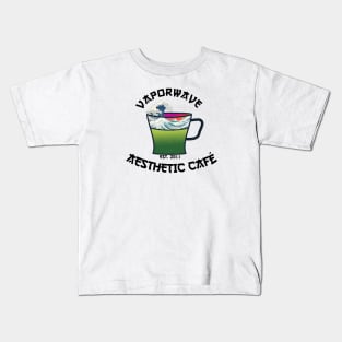 Vaporwave Aesthetic Great Wave Off Kanagawa Cafe Coffee Tea Kids T-Shirt